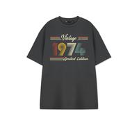 Show Me The Merch Unisex Grey Vintage 1974 Short Sleeved T-Shirt - Medium