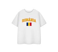 Show Me The Merch Unisex Kids White Romania Short Sleeved T-Shirt - 7-8 Years