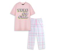 Show Me The Merch Unisex Pink Yule Go Girl Short Sleeve Long Leg Pyjama Set - Large