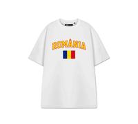 Show Me The Merch Unisex White Romania Short Sleeved T-Shirt - Medium