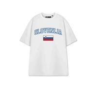 Show Me The Merch Unisex White Slovenia Short Sleeved T-Shirt - Large