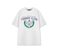 Show Me The Merch Unisex White Tennis Club Short Sleeved T-Shirt - Small