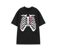Show Me The Merch Womens Black Ribcage Short Sleeved T-Shirt - Large