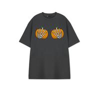 Show Me The Merch Womens Grey Pumpkin Hands Short Sleeved T-Shirt - XXX-Large