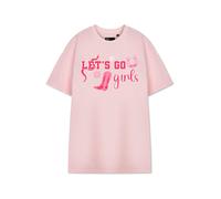 Show Me The Merch Womens Pink Let's Go Girls Short Sleeved T-Shirt - Medium