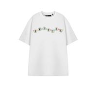 Show Me The Merch Womens White Friendship Bracelet Short Sleeved T-Shirt - Large