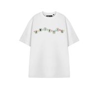Show Me The Merch Womens White Friendship Bracelet Short Sleeved T-Shirt - Small