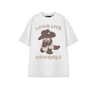 Show Me The Merch Womens White Long Live Cowgirls Short Sleeved T-Shirt - Medium
