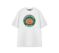 Show Me The Merch Womens White Pumpkin Spice Season Short Sleeved T-Shirt - X-Large