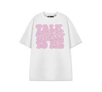 Show Me The Merch Women's White Short-Sleeved T-Shirt | Talk Thirty to Me Graphic Tee | Funny Slogan Top for Her | Novelty Birthday Gift | Casual Cotton Tee | Ladies Clothing