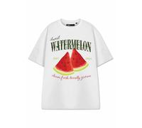 Show Me The Merch Womens White Watermelon Short Sleeved T-Shirt - Large