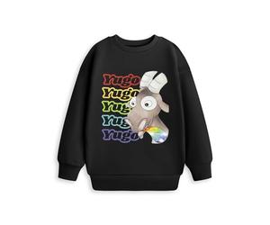 Show Me The Merch Yugo the Yuletide Goat Unisex Kids Black Long Sleeve Sweatshirt | Crew Neck Pullover with Yugo Character Print | Perfect for Casual Wear 7-8 Years
