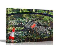 Show Me The Monet By Banksy Canvas Pictures Framed Prints Wall Art Home Office Work Artwork Graffiti 86 x 61cm (34 x 24 inches) A1