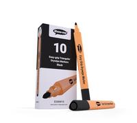 SHOW-ME - Triangular Whiteboard Markers | Drywipe, Erasable Black Medium Tip 2mm Line | Classroom Board Writing Pens with 1-day Cap-off, Box of 10