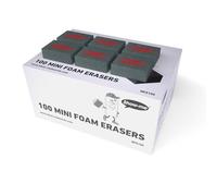 Show-Me Whiteboard Eraser Pack, Erasers for Drywipe Boards & Chalkboards in Schools, Versatile & Easy-to-Use Lightweight Whiteboard Rubber, Mini-Foam White Board Eraser for Classrooms - Black, 100PK