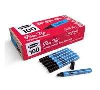 SHOW-ME - Whiteboard Markers | Drywipe, Erasable Black Fine Tip 1.2mm Line | Classroom Board Writing Pens with 3-Day Cap-off, Box of 100