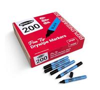 SHOW-ME - Whiteboard Markers | Drywipe, Erasable Black Fine Tip 1.2mm Line | Classroom Board Writing Pens with 3-Day Cap-off, Box of 200