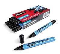 SHOW-ME - Whiteboard Markers | Drywipe, Erasable Black Fine Tip 1.2mm Line | Classroom Board Writing Pens with 3-Day Cap-off, Box of 12