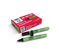 SHOW-ME - Whiteboard Markers | Drywipe, Erasable Black Medium Tip 2mm Line | Classroom Board Writing Pens with 3-Day Cap-off, Box of 12