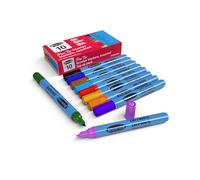 SHOW-ME - Whiteboard Markers | Drywipe, Erasable Fine Tip 1.2mm Line in Assorted Colours | Classroom Board Writing Pens with 3-Day Cap-off, Box of 10