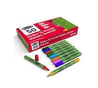 SHOW-ME - Whiteboard Markers | Drywipe, Erasable Medium Tip 2mm Line in Assorted Colours | Classroom Board Writing Pens with 3-Day Cap-off, Box of 50