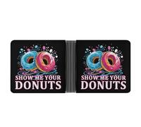 Show Me Your Donuts Wallet PU Leather Bifold Wallet Slim Front Pocket Mini Purse Card Slots Holder for Women Men