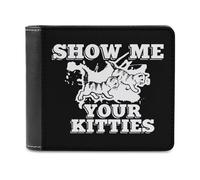Show Me Your Kitties Cats Men's Bifold Wallet Slim Cash Card Holder Leather Purse