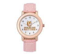 Show Me Your Kittie's Women's PU Leather Strap Watch Analog Quartz Watch Casual Wristwatch for Home Work