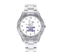 Show Me Your Pitties Men's Watches Stainless Steel Watch Strap Analog Quartz Watch Business Wristwatches