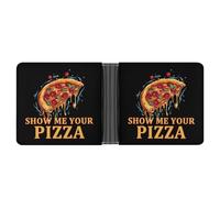 Show Me Your Pizza Wallet PU Leather Bifold Wallet Slim Front Pocket Mini Purse Card Slots Holder for Women Men