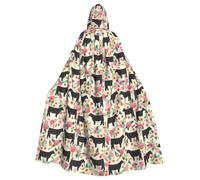 Show Steer Cows Cattle Print Adult Hooded Cloak For Halloween Costume Cape | Full Length Halloween Cloak With Oversized Hood,Soft Fabric Fits Most Adults For Parties