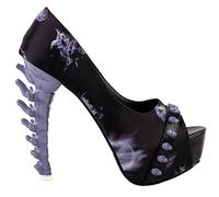 SHOW STORY Grey Dinosaur Bone Rough Open Toe 5" Pumps,LF80654BK35,2.5UK,Grey