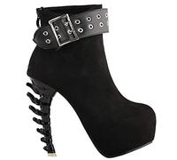 SHOW STORY Punk Design Black Eyelets Ankle Strap Buckle High-top Bone High Heel Platform Ankle Boots,LF80679BK37,4UK,Black