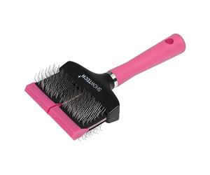 Show Tech+ Flex Groom Professional Slicker - Gentle Pet Grooming Brush for Dogs & Cats | Flexible Bristles for Knot & Tangle Removal | Effective Coat Care Tool for a Happy Pet - Double, Soft