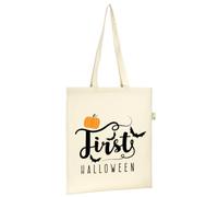 Show The Crow Halloween Cotton Tote Bag - Spooky My first halloween Reusable Trick or Treat Bag - Premium 100% Cotton Canvas Shopper & Party Favor Bag for Kids & Adults