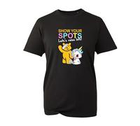 Show Your Spots Let's Raise Lots Unicorn Pudsey T-Shirt, Bear Children Spotty Day Unisex Kids Adults Tee Top (Black, 4XL)