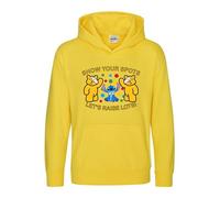 Show Your Spots Pudsey Stitch Hoodie, Bear Pudsey Hood, Spotty Day Hoodie, Children Need Hood, Let's Raise Lots! School Event Unisex Top(L, Yellow)