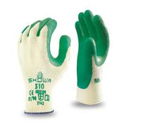 Showa 310 Green Latex Palm Coated Work Gloves, 7/Small | Natural Rubber Grip Gloves with Robust Tear Resistance, Breathable Liner & Snug Fit, CE CAT II EN 388 2142X Certified