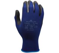 Showa 380 M 13 Gauge Nylon Backing Fabric Nitrile Multipurpose Gloves with Microporous Coating on Palm, M, Blue/Black