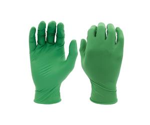 SHOWA 6110PF Disposable Biodegradable Nitrile Powder Free Work Glove, 240mm long, .1mm thick, Green, L(Pack of 100)