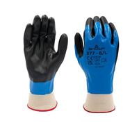 SHOWA 845-377L-08 377 Nitrile Foam Coating on Nitrile Glove with Polyester/Nylon Knit Liner,Blue, Large (Pack of 12 Pairs)