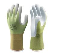 SHOWA Floreo 370 Gardening Gloves for Women & Men - 1 Pair Green Nitrile-Coated Garden Gloves with Touchscreen Grip - Lightweight, Breathable & Comfortable Fit - Large