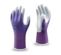 SHOWA Floreo 370 Gardening Gloves for Women & Men - 1 Pair Nitrile-Coated Garden Gloves with Touchscreen Grip - Lightweight, Breathable & Comfortable Fit for Gardening & DIY Tasks - Purple 6/Small