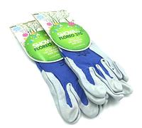 SHOWA Floreo 370 Gardening Gloves for Women & Men -2 Pairs Blue Nitrile-Coated Garden Gloves with Touchscreen Grip - Lightweight, Breathable & Comfortable Fit - Large