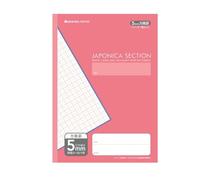 Showa Notebook, Japonica Section, Study Book, Compatible with All Subjects, 0.2 inch (5 mm) Square Ruling (+ Letter Leader), A4 Size, Pack of 5, Peach 05005601 * 5