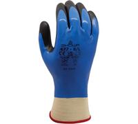 Showa Polyester Nylon Support Mesh Multipurpose Gloves, Interior Acrylic Fully Coated, Additional Nitrile Foam Palm Lined Curtain, Blue, XL/ 9, blue, 1