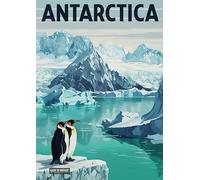 Showcasing Serene Antarctic Landscape With Penguins - A4 Wall Art, Inspirational World Map, Vintage City, Retro Poster, Home Decor for Living Room, Office, Gift Idea for Travel Lovers