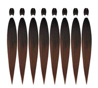 ShowCoco Easy Braid Pre Stretched Braiding Hair Ombre Natural Black to Brown 42 Inch Yaki Texture Simple Crochet Braids 8 Packs Hot Water Setting Synthetic Hair Extensions for