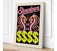 Showdown Snakes Retro Canvas Wall Art Print 36x24 Inch (91 x 61 cm)