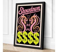Showdown Snakes Retro Canvas Wall Art Print 36x24 Inch (91 x 61 cm)